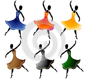 Various Women Dancing Clip Art