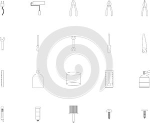 Various work tools vector signs