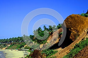 Varkala Cliff on the Seaside, Kerala, India