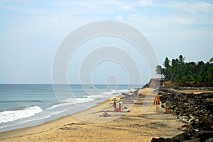 Varkala Sea Beach, in Kerala, India.