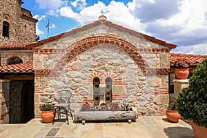 Varlaam monastery yard at Meteora Eastern Orthodox monasteries complex in Kalabaka, Trikala, Thessaly, Greece