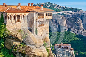 Varlaam and Roussanou Monastery. Meteora, Thessaly, Greece