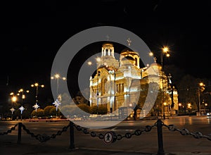 Varna Cathedral at Night, Bulgaria