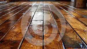 Varnish brush strokes on wooden floor