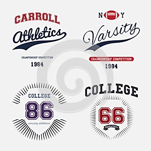 Varsity College Print Vector Illustration