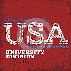 Varsity college university division team sport label