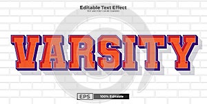 Varsity editable text effect in modern trend style