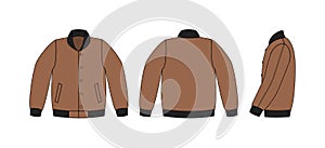 Varsity jacket  baseball jacket   template illustrationfront,back and side