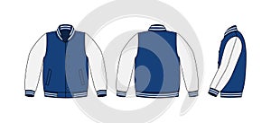 Varsity jacket  baseball jacket   template illustrationfront,back and side