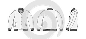 Varsity jacket  baseball jacket   template illustrationfront,back and side