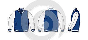 Varsity jacket  baseball jacket   template illustrationfront,back and side photo