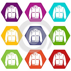 Varsity jacket icons set 9