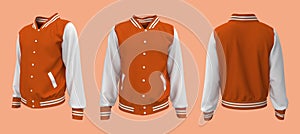 Varsity Jacket mockup in front, side and back views photo
