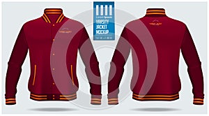 Varsity  jacket mockup template design for soccer, football, baseball, basketball, sports team or university. Vector.