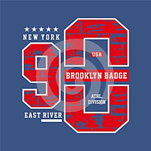 Varsity style, New York Brooklyn athletic sport typography for t shirt print