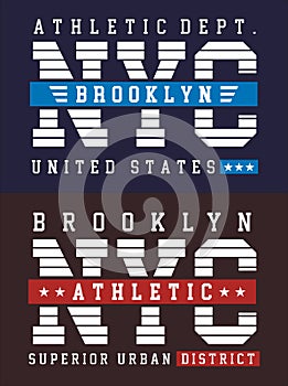 Varsity style, NYC Brooklyn athletic sport typography for t shirt print