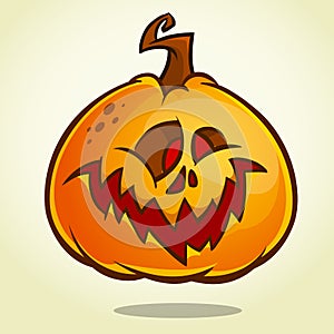 Vartoon pumpkin head with an evil expression on his face. Vector Halloween ilustration isolated