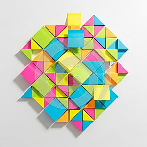 By varying the folds and angles of the paper forming a visually