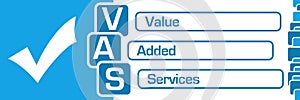 VAS - Value Added Services Blue Square Stripes Symbol