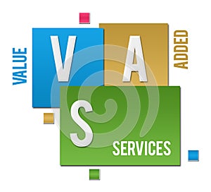 VAS - Value Added Services Colorful Squares Text