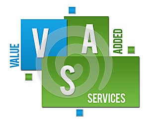 VAS - Value Added Services Green Blue Squares Text