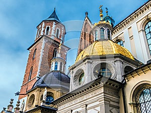 Vasa and Sigismund`s Chapels of Wawel Cathedral, Krakow, Poland