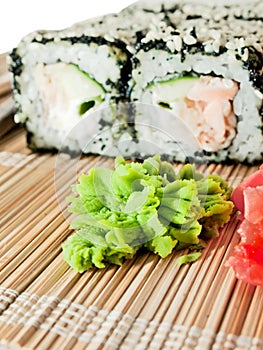 Vasabi on bamboo mat