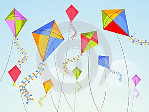 Vasant Panchami celebration with flying kites. photo