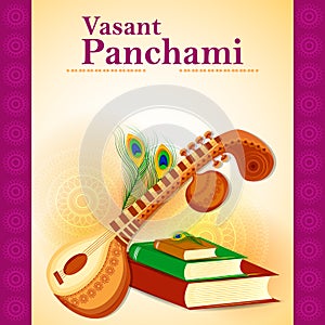 Vasant Panchami Saraswati Puja Indian festival background