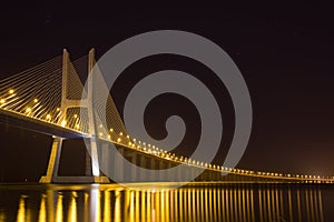 Vasco da Gama bridge at night photo