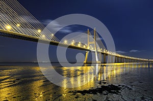Vasco da Gama Bridge by night photo