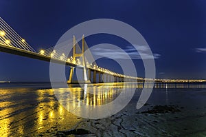 Vasco da Gama Bridge by night photo