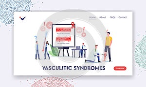 Vasculitic Syndromes Landing Page Template. Vessels Inflammation, Rosacea Vasculitis. Doctor Characters Check Up Patient