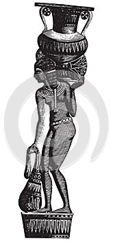 A sepulchral figure. Set of Egiptian labels and elements. Vector set illustration template tattoo.