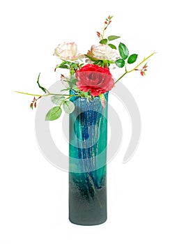 Vase with artificial roses