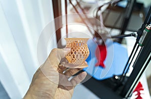 vase closeup object printed 3d printer close-up. Progressive modern additive technology