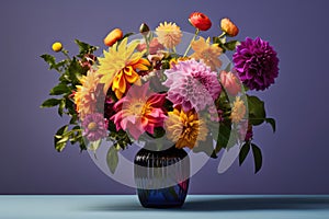 A vase with colorful flowers on a table a beautiful flower arrangement