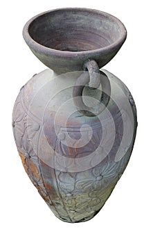 Vase of earthenware isolated on white background.