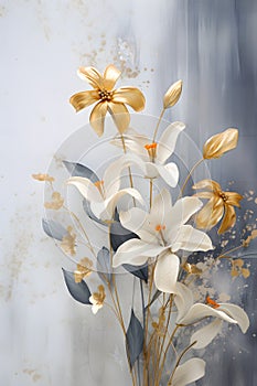 a vase filled with white flowers on top of a table. Pastel Art of a Tan color flower perfect for Wall Art.