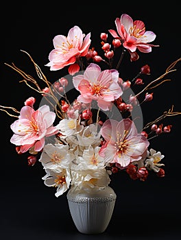 Vase Flowers: Academic Cherry Blossoms, Physically Based Origina photo
