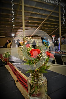 Vase of flowers on table