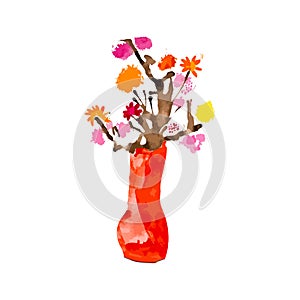 Vase and flowers, vector illustration