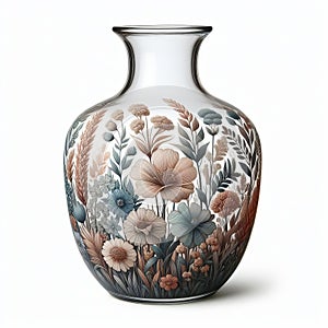 Vase A glass container with a narrow neck used for holding floa photo