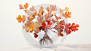 Vase With Leaves: Petrina Hicks Style White And Orange Airbrush Art