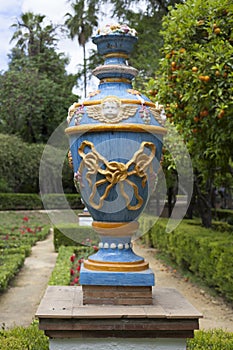 Vase in parque de maria luisa, sevilla photo
