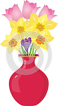 Vase of spring flowers