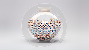 Geometric Pattern Ceramic Vase Inspired By Eliasson, Broom, And Yoshida