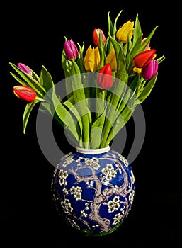 Vase of tulips.