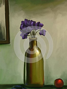 Vase of Violet Flowers - Digital Painting