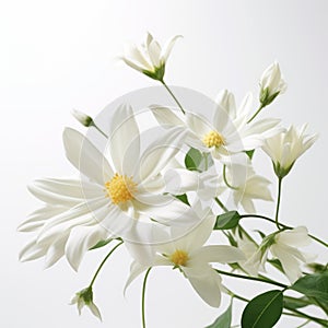 Simplified White Flowers On White Background: Uhd Nature-inspired Imagery photo